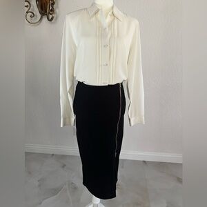 Elegant Black Pencil Skirt and White Blouse